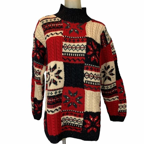 Jones New York Sweaters - Jones New York Women’s chunky Wool hand knit sweater  holiday Size medium